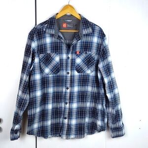 The American Outdoorsman Black,Blue White Pockets Flannel Plaid shirt S.XL